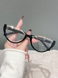 Fashionable Cat-Eye Glasses Ultra-Light Overseas Pro Supply Women Trendy Anti-Blue Plano Half-Rim Prop Bare Face Frame