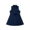 Ralph Style Small Logo Embroidered Sleeveless Collar Dress