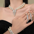Sophie Miss French Retro Sparkle Zircon Pearl Necklace Evening Gown Accessory Clavicle Chain Women Design Detail Niche