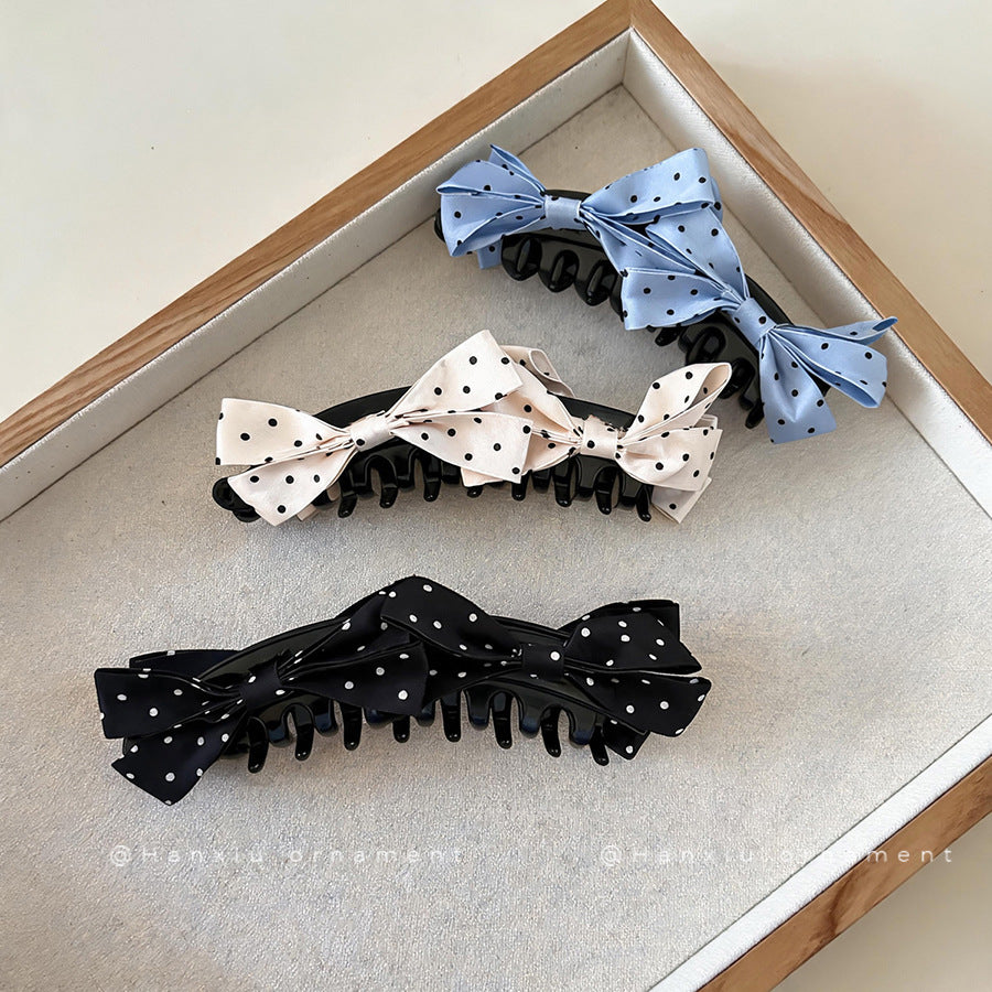 Polka Dot Bow Acrylic Hair Clip - view 2