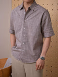 Nengmeng Slub Cotton Linen-Like Short Sleeve Shirt