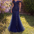 Women's Off-Shoulder Tulle Mermaid Slim Fit Slimming Premium Evening Gown