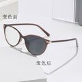Light Feel Photochromic Prescription Glasses Retro Japanese Ultra-Light Overseas Round Anti-Blue Bare Face Small-Frame HD Prescription Sunglasses