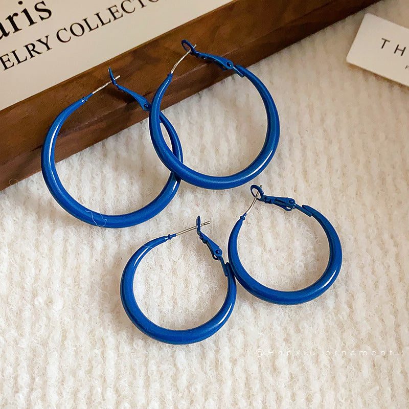 Klein Blue Oversized Hoop Earrings - view 2