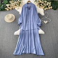 Casual Slimming Long Sleeve Lightweight Loose Dress + Shirt + Camisole 2-Piece Set