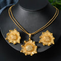 Southeast Asia Sand Gold Overseas Cutout Flower Necklace Stud Necklace Set Gold Plated Flower Set Wedding Bride Jewelry Wholesale
