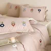 Flower Whisper Pink / 1.5m Bed - 4-Piece Flat Sheet - 200x230cm