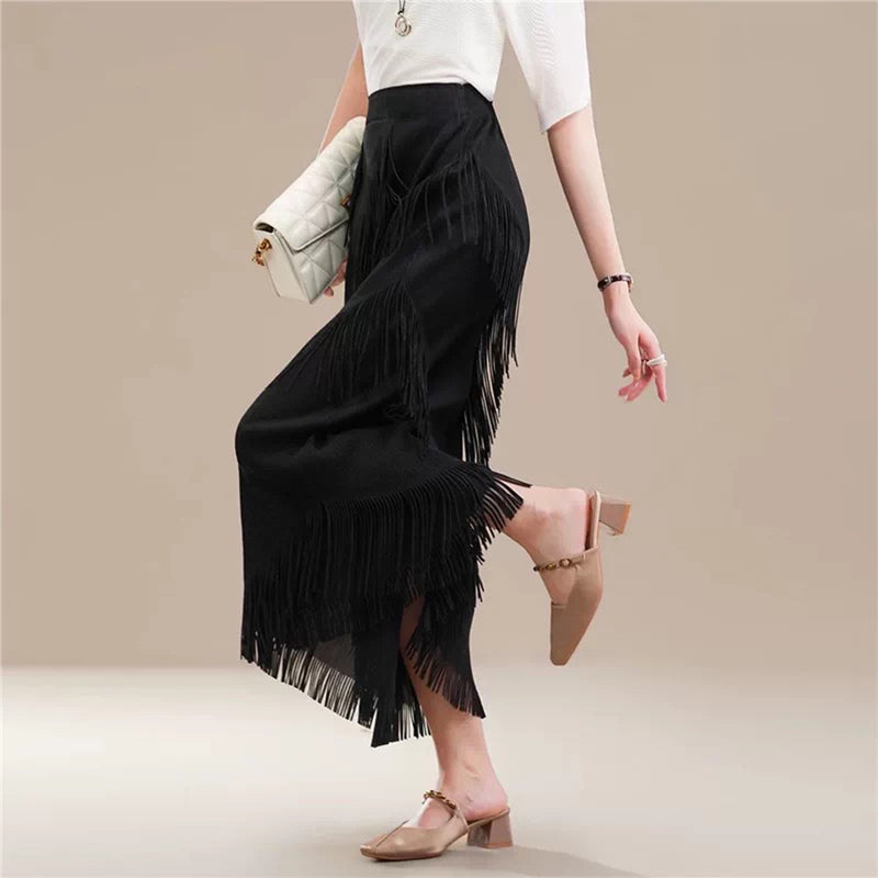 Office Fashion Pleated Fringe Heavy Skirt