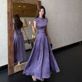 Women's Summer New Chinese Acetate Qipao Dress + Skirt + Top 2-Piece Set 2026 - Purple