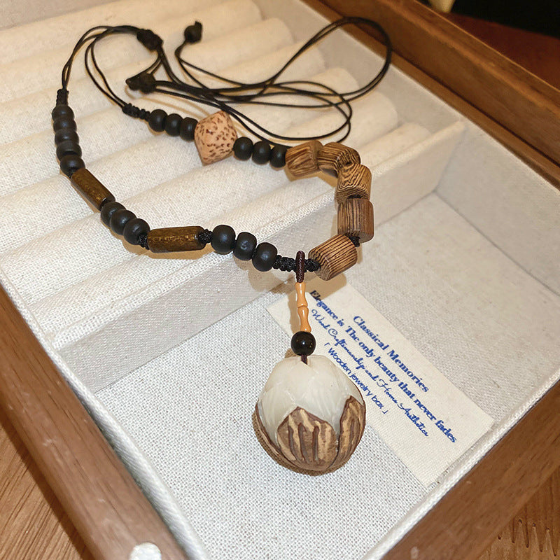 Chinese-Style Zen Wooden Bead Necklace - view 10