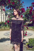 Marie Romantic Lace Off-Shoulder Bow Tie Dress 7390, Clearance