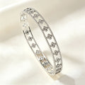 10K Flower Tube Four Leaf Clover Width Slim Cut Bangle Copper Coated 18K Gold Fashionable Versatile Full Diamond Bracelet Light Luxury Elegant Hand Jewelry
