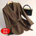 Women's Fall-Winter Chanel-Style Petite Wool Fitted Blazer + Top 2026 - Gray Suit + As Pictured