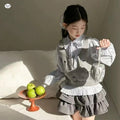 Girls' Bow Tie Shirt & Embroidered Vest - 2-Piece Set
