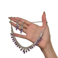 Banquet Focus Dot Purple Teardrop Cubic Zirconia Necklace Light Luxury Premium Evening Gown Clavicle Chain Design Detail Niche