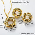 Overseas Pro Supply Dubai 18k Gold Plated Twist Rotation Earrings Pendant Set Bead Gem Stud Hip-Hop