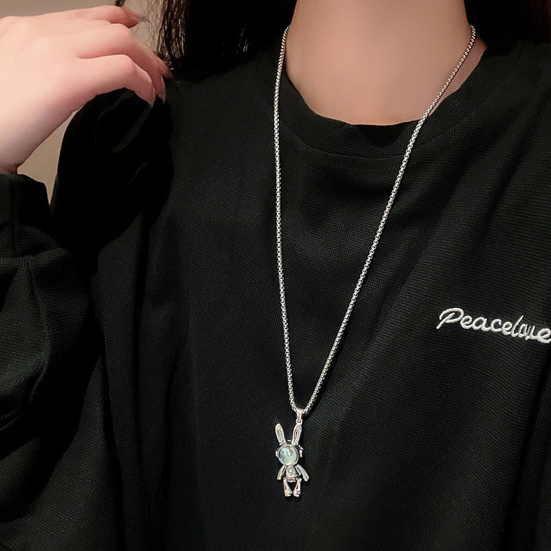 Geometric Pearl Tassel Long Necklace - view 2