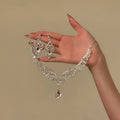 Women Magic Super Sparkle Teardrop Cubic Zirconia Necklace Luxury Elegant Evening Gown Choker Accessory Design Detail Niche