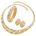 Bestseller EU/US Import 18K Gold Connect Plain Band Necklace Earrings Set Ring Bracelet Set India Women Banquet Jewelry Set