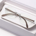Ultra-Light Anti-Blue-Light Reading 8 Hole Premium Rimless Frame Diamond Beveled Single Vision Medium Elderly Reading Glasses
