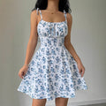 Women's Floral Square Neck Strappy Mini Dress