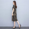 Plus Size Printed Short Sleeve Tummy-Control Dress