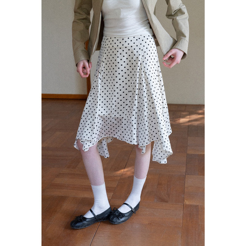 Spring Retro Casual High Waist Polka Dot Skirt