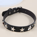 Western New Rock Punk Fashionable Clean Five-Point Star Black PU Leather Personality Clean Women Neck Necklace