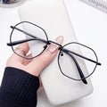 Premium Bare Face Breeze Prescription Sunglasses Glasses Frame Anti-Blue Metal Polygon Plano Retro Photochromic Glasses