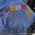 European Heavy Crystal Decorated Loose Denim Shirt + Elastic Waist Wide Leg Pants Two-Piece Set