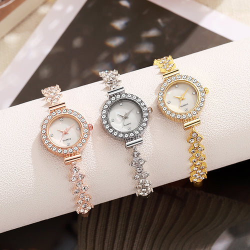 New Import Niche Fashionable Rhinestone Ladies Watch Round Full Diamond Women Student Pull-Out Bracelet Watch Wholesale