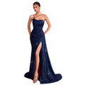 Women's Sequin Embellished Slim Fit Elegant Premium Socialite Evening Gown Party