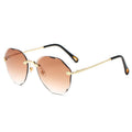 New Polygon Women Sunglasses Big Face Slender Ocean Lens Influencer Rimless Sunglasses Rimless Beveled Sunglasses