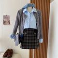 Women's Fall-Winter Retro Embroidered Knit Long Sleeve Crew Neck Sweater + Cardigan + - White
