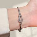Korean Copper Coated 18K Cubic Zirconia Horseshoe Buckle Bangle Light Luxury Premium Bracelet Fashionable Exquisite Elegant Versatile Hand Jewelry