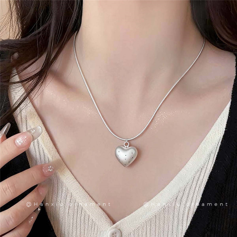 Korean Polka Dot Heart Pendant Necklace - view 3