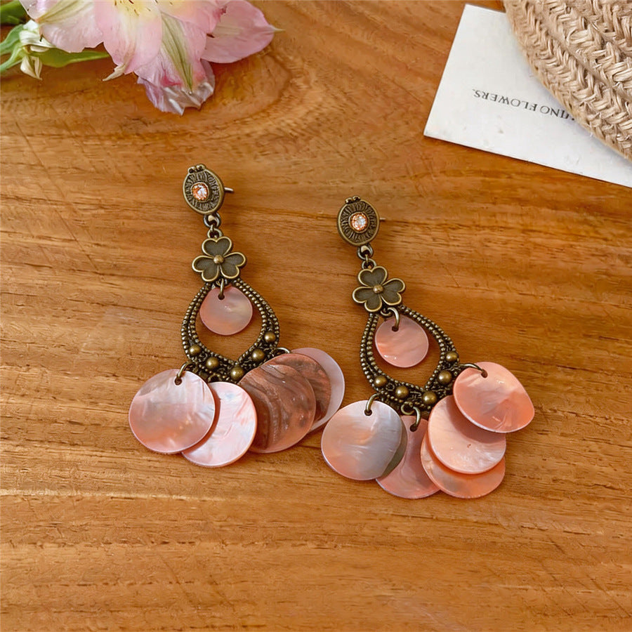 Bohemian Rhinestone Round Drop Earrings - view 7