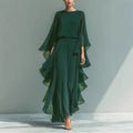 Chiffon Flared Sleeve Straight Leg Flared Pants + Top