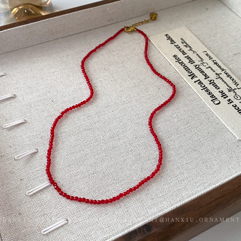 Chinese-Style Red Beaded Necklace - view 4