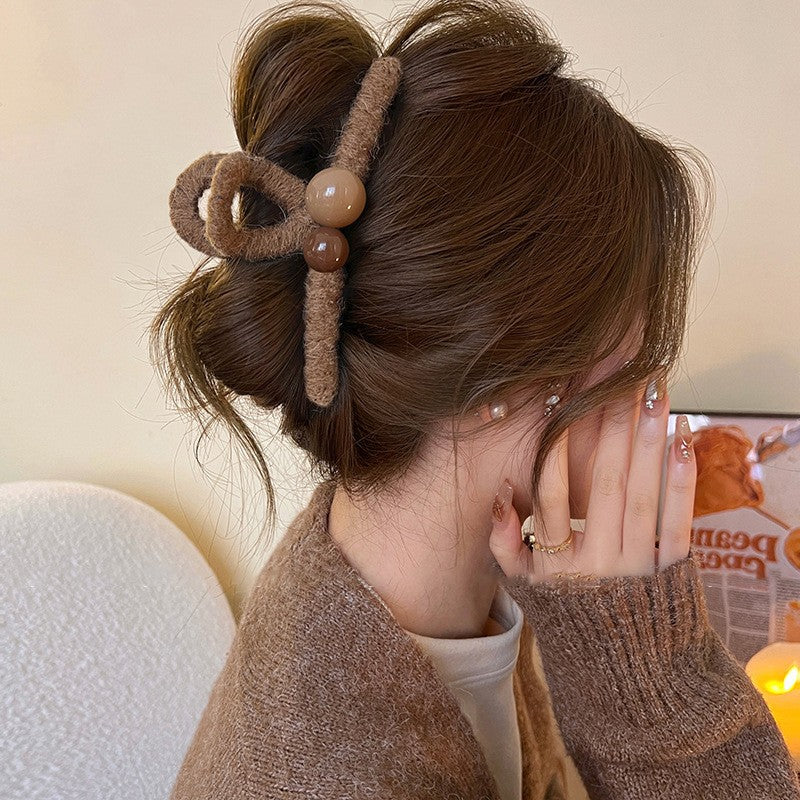 Winter Fuzzy Bow Hair Claw Clip - view 4