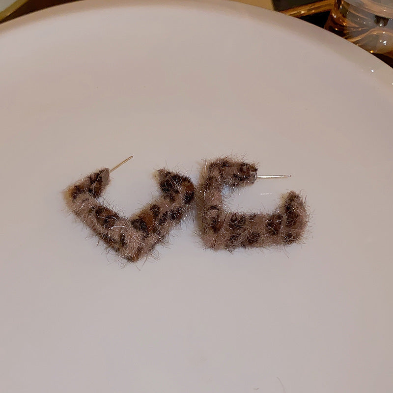 Leopard Print Heart Geometric Earrings - view 12