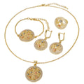 Africa Bride Overseas Bestseller La Dial Cutout Rhinestone Pendant Necklace Bracelet Set Earrings Ring Design Detail Jewelry