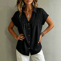 Summer Slimming V-Neck Pleated Loose Shirt