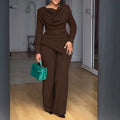 Fall Casual Fashion Waist-Tie Flared Pants + Top Set