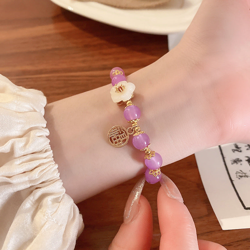 Chinese-Style Colorful Glass Bead Charm Bracelet - view 3
