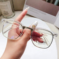 Overseas 3016 Plano Unisex Frame Anti-Blue Computer Goggles Glasses Half-Rim Browline Stud Glasses Frame Metal Frame
