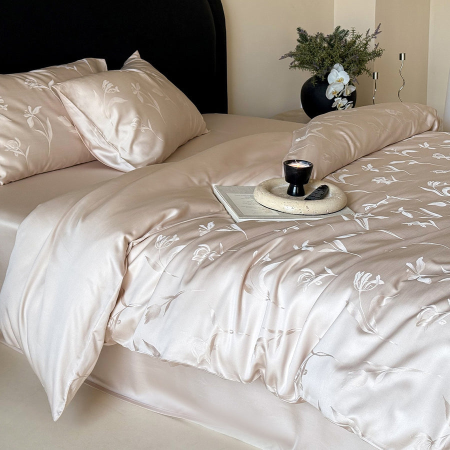 White Cha Cooling Tencel Jacquard 4-Piece Bedding Set - view 2