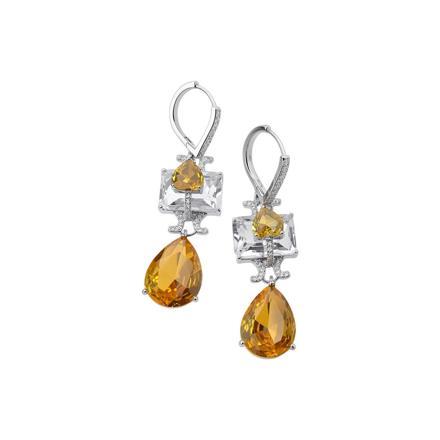 18K Gold-Plated Zircon Square Teardrop Huggie Earrings - view 5