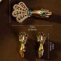Vintage Accessory Premium vintage Gold of Hand Stud Western Retro Book Style Brooch Set Accessory