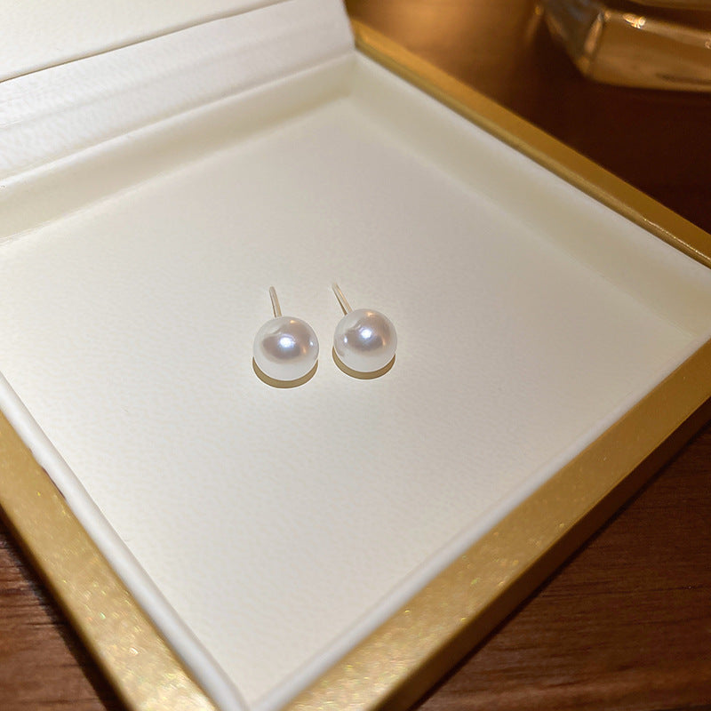 Minimalist Pearl Circle Hoop Earrings - view 9